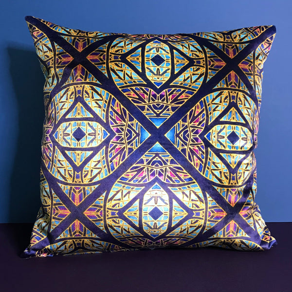 Star Cross Luxury Velvet Cushion - Dramatic Throw Pillow -Colourful Living Room Decor