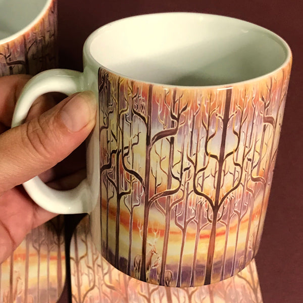 Deer in the Woods Mug and Coaster Box Set or mug only - Caramel Mug Set - Stag and Deer Mug Gift
