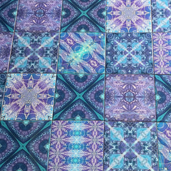 Blue Purple Turquoise Mixed Set of 20 Ceramic Tiles - Bohemian Bold Mediterranean Coloured Kitchen Tiles