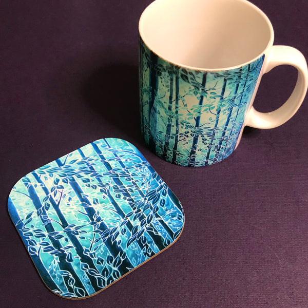 Mint Teal Trees Mug - Woods Mug Box Set -  Blue Teal Turquoise Mug