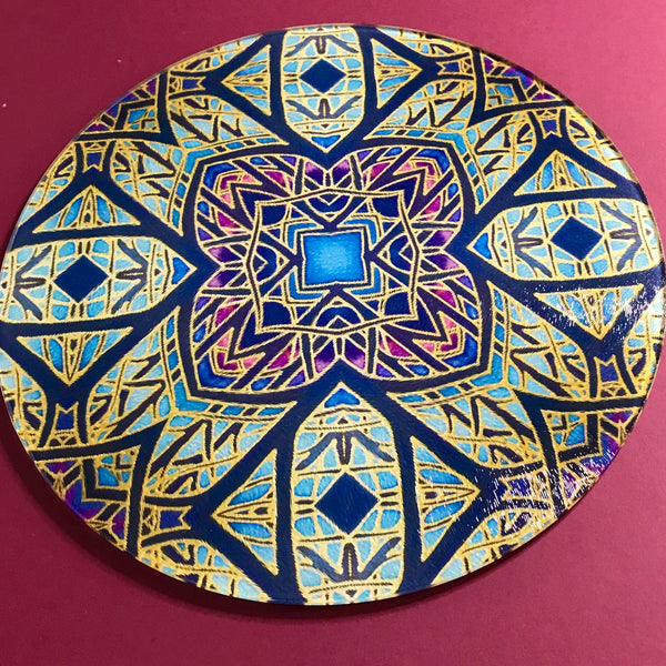 Rose Window Glass Chopping Board - Heat Proof Table Top saver - Decorative platter