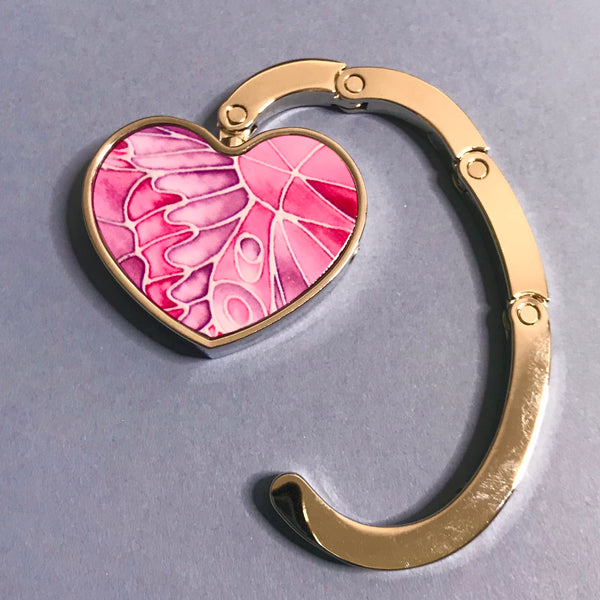 Pink Butterfly heart shaped hand bag hanger - gift for Mum