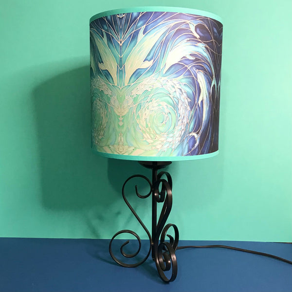 Blue Aqua Dolphins Contemporary Lamp Shade - Blue Swimming Dolphins Drum Shade - Atmospheric lamp Shade