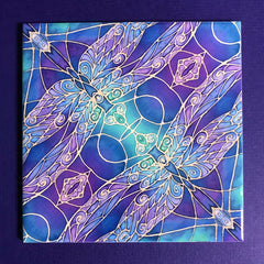 Bohemian Dragonfly Tiles - contemporary tile in blue green purple and turquoise 6x6"