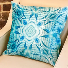 Blue Mint Velvet Cushion - Luxury Turquoise Velvet Fabric - Intricate pattern pillow