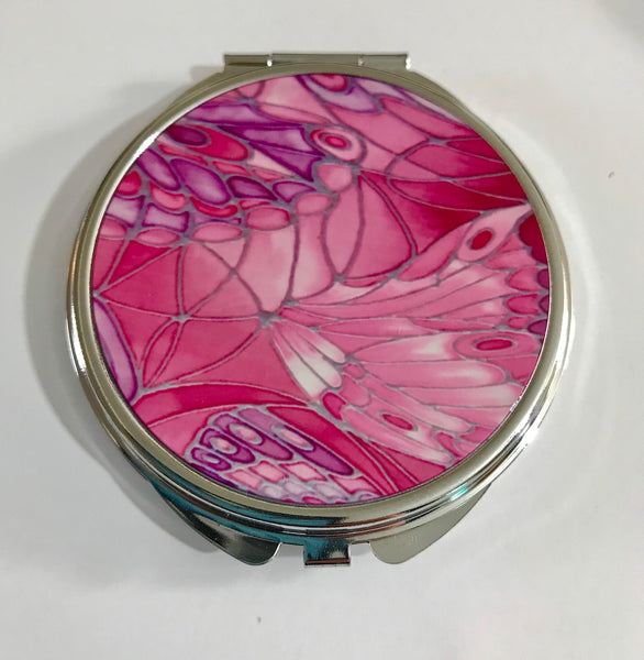 Pink Butterfly Pocket Mirror - Pink Handbag Mirror - Gift for Her