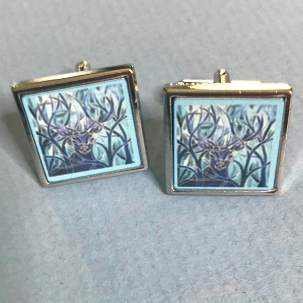 Majestic Stag Cuff Links Cool Blue - Gift for Him