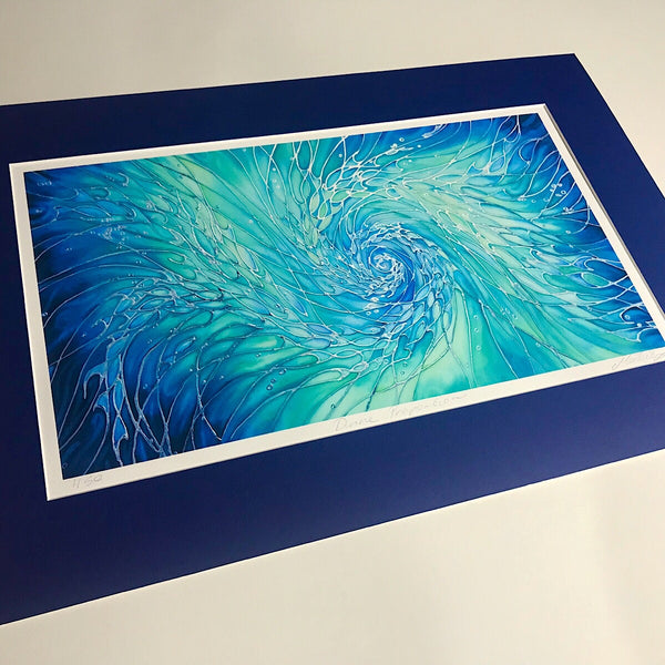 Intertwined Shoals Signed Print - Fish swimming in the Sea - Blue green ocean Print - Bathroom Art