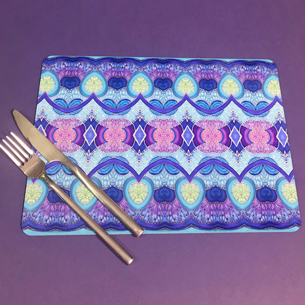 Persian Design Table Mats and Coasters - High Quality Table Mats - Blue Purple Green Tableware