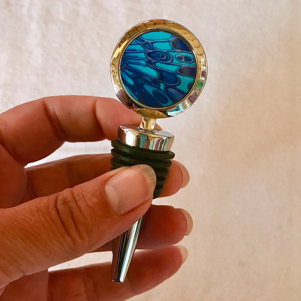Blue Butterfly Bottle Stopper - Gift for Him or Her - Bottle Bung Deep Blues
