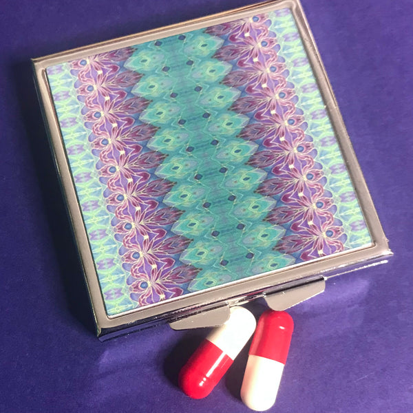 Purple and Turkish Blue Persian style Large Pill Box - Stud Earing Jewellery Box