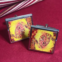Fiery Intertwined Dragons Cuff Links - Gift for Him