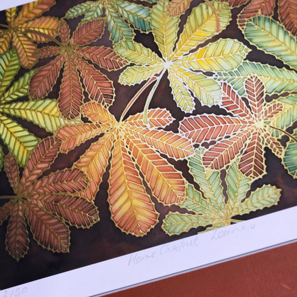 Warm Autumnal Horsechestnut Leaves Art Print - Autumn Leaves Living Room Art