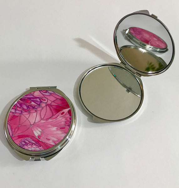 Pretty Butterfly Pocket Mirror - Pink Butterfly Handbag Mirror - Gift for Her
