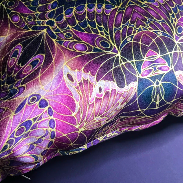 Plum Velvet Butterflies Cushion - Luxury Velvet Fabric - Deep Plum Butterflies pillow