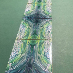 Sea Green Dolphin Twins Small 4.25” Square Tiles -  Green Ceramic Bathroom Kitchen Hand Printed Tiles