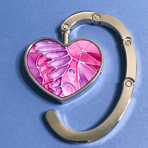 Pink Butterfly heart shaped hand bag hanger - gift for Mum