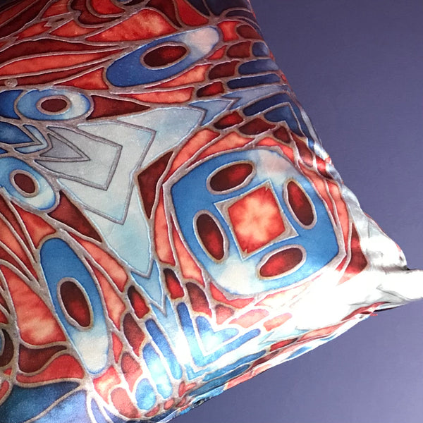 Abstract Blue Rust Butterfly Velvet Cushion - Luxury Velvet Throw Pillow - Bold pattern butterfly pillow