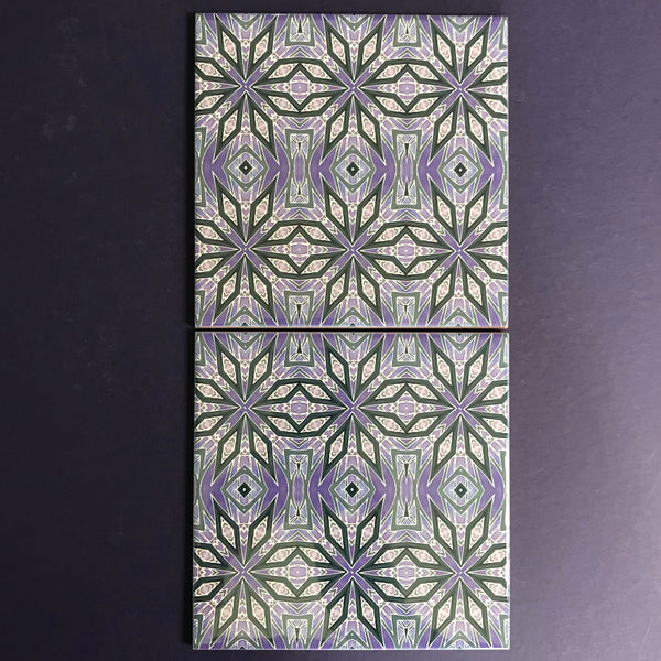 Contemporary Charcoal and Lilac Nordic Star Ceramic Tiles -  Ceramic Hand Printed Tiles