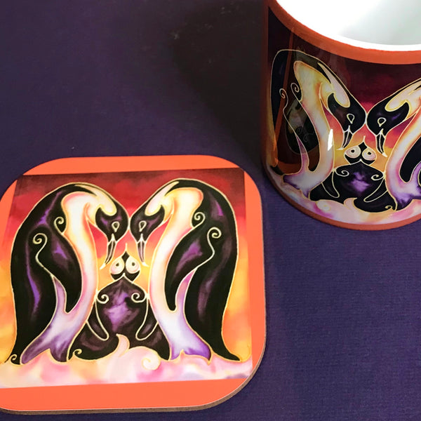 Cute Penguin Family Mug - Penguin Box Set - Warm Sunset Penguin Gift