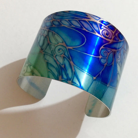 Contemporary Cuff Bracelet - Dragonfl Jewellery - Blue green Bracelet