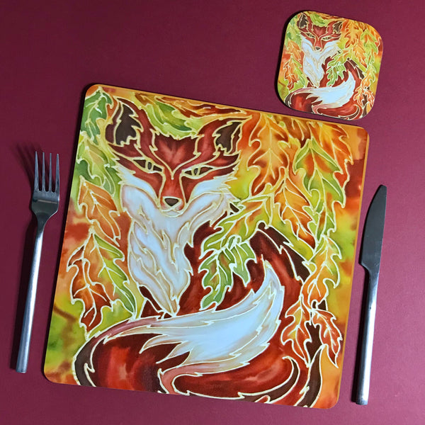 Red Fox Square Table Mats & Coasters - Wildlife Table Mats