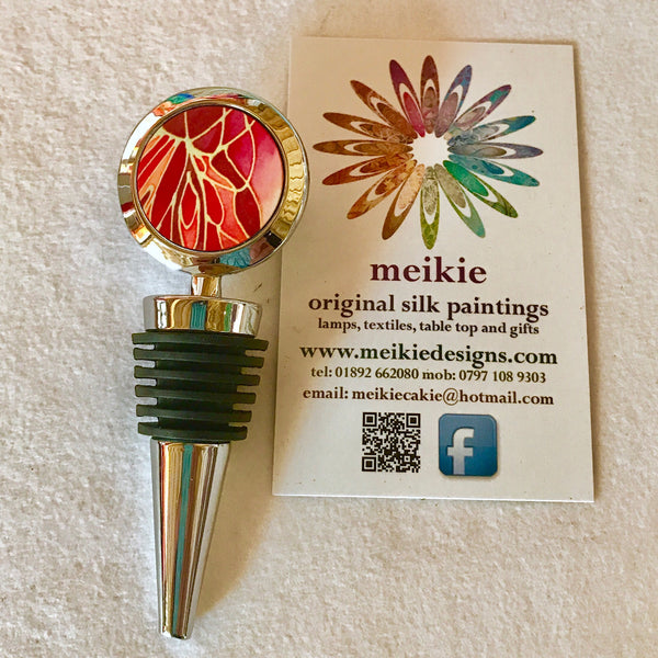 Red Butterfly Bottle Stopper - Gift for Him or Her - Bottle Bung in Red Yellow - Wine bottle stopper