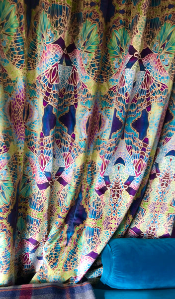 Green Butterfly Designer Velvet fabric by the metre
