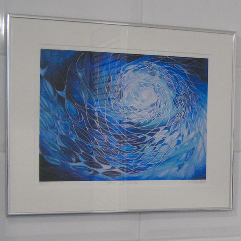 Blue Shoal swimming in the Sea - Deep Blue Shoal Print - Bathroom Art