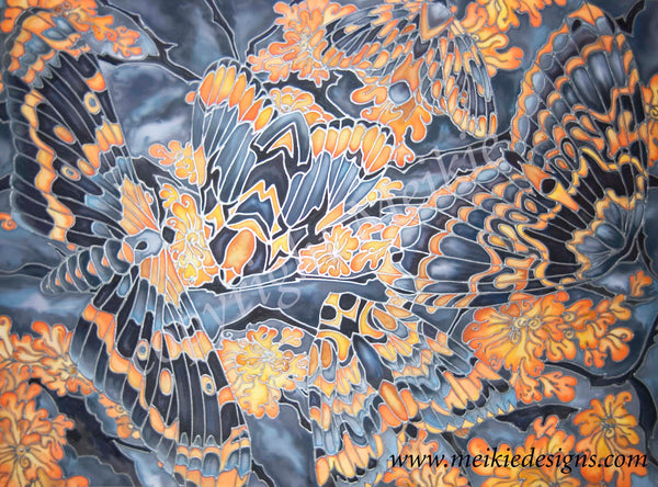 Moths on Lichen Signed Print - Butterfly Art Print - Moth Art  Print - Living Room Art - Bedroom Art