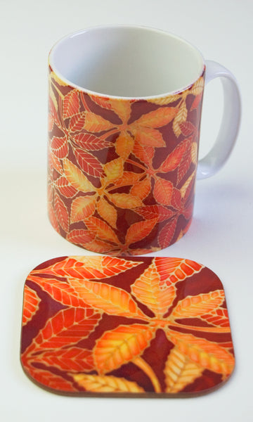 Beech Leaves Table Mats - Autumn leaves placemats - red coaster sets - tableware, glass chopping boards, counter savers, serving trays, mugs and mouse mats