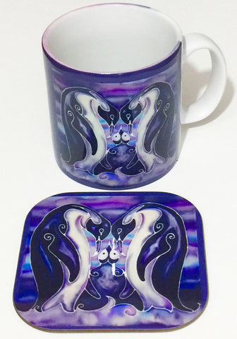 Cute Penguin Family Mug - Penguin Box Set - Purple Penguin Gift