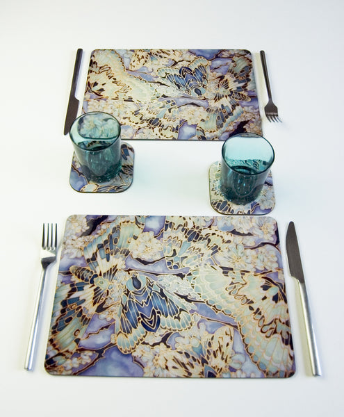 Moths on Lichen Placemats - Green Table Mats & Coasters - glass chopping boards
