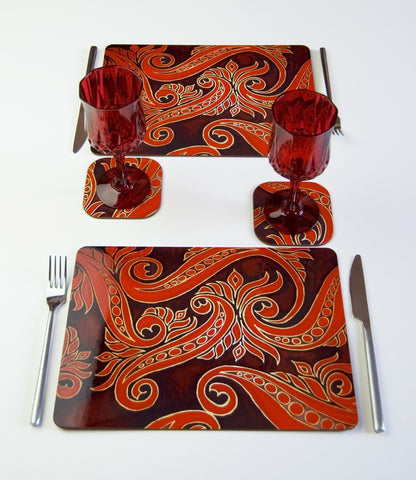 Red Black Placemats - Contemporary Table Mats & Coasters - Red glass chopping boards