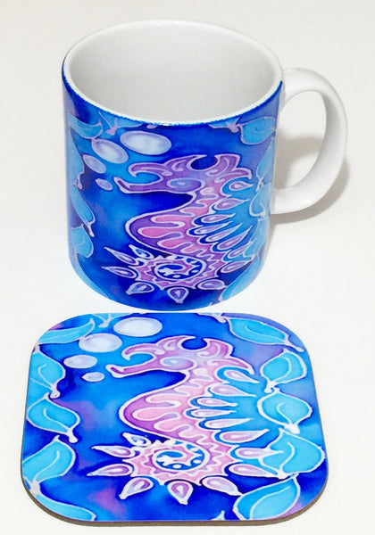Cute Seahorse Mug - Blue Purple Sealife Mug - Meikie Designs